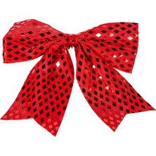 Mcreative Yılbaşı Süsü Askılı Parlak Pullu Fiyonk Kırmızı 20 x 20  cm .