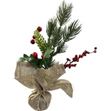 Mcreative Çam Dalları ve Kırmızı Boncuklu Noel Süsü, 30  cm