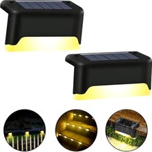 Mcreative 4 Adet LED Solar Güneş Enerjili, Merdiven, Veranda, Bahçe, Balkon ve Çit Lambası, Köşebent, Su Geçirmez Water Proof Solar Lamba Gün Işığı, Güneş Enerjili Aydınlatma