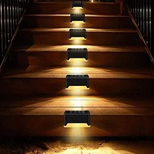 Mcreative 4 Adet LED Solar Güneş Enerjili, Merdiven, Veranda, Bahçe, Balkon ve Çit Lambası, Köşebent, Su Geçirmez Water Proof Solar Lamba Gün Işığı, Güneş Enerjili Aydınlatma