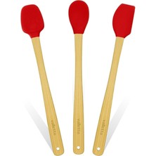 Indigo 3'lü Kırmızı Bambu Silikon Spatula Seti Uzun 26  cm  VLT1510