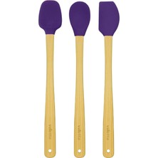 Indigo 3'lü Mor Bambu Silikon Spatula Seti Uzun 26  cm  VLT1506