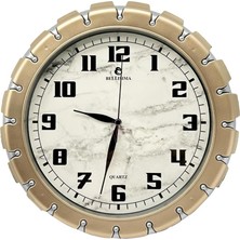 Mcreative BL-1058 Serisi Klasik Kadran Mermer Desenli Sessiz Akar 30  cm  Duvar Saati Gold-Gri