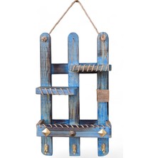 Ahşap Raf,lüx El Yapımı Duvar Süsleri Mini Raf (Deniz Mavisi)