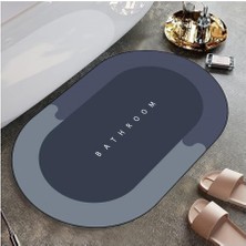 Concept Süper Su Emici Kaymaz Tabanlı Oval Banyo Paspası Diatom Banyo Lavabo Paspası Sihirli Su Emici Diyatom Paspas 60 x 39  cm  (Mavi)