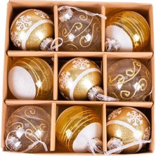 Mcreative Yılbaşı Ağaç Süsü Yılbaşı Topu 9'lu Set Gold 8  cm .