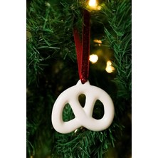 Mcreative & Stone Yılbaşı Ağaç Süsü Beyaz Seramik Pretzel Simit Çam Ağacı Süsü