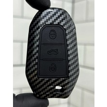 Peugeot 208 308 508 2008 3008 5008 Rifter Karbon Anahtar Koruma Kılıfı Sustasız Siyah Renk