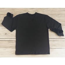 Erkek Büyük Beden Oversize Uzun Kollu V Yaka T-Shirt 3xl 4xl 5xl 6xl 7xl 8xl