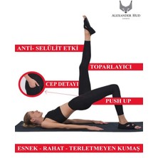 Alexander Hud Kadın Tayt Toparlayıcı Sıkılaştiricı Inceltici Şekillendirici Yüksek Bel Spor Günlük Yan Cepli Tayt