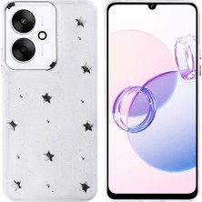 Teleplus Xiaomi Redmi 13C Kılıf Simli Glitter Yıldız Desenli Kapak