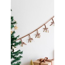 Mcreative & Stone Yılbaşı Kadife Kurdele Gold Zilli Zincir Noel Çam Ağaç Süsü