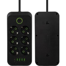 Mcreative 6'lı Akım Korumalı Priz, Anahtarlı, Topraklı, Çocuk Korumalı, 1.5 Metre Kablo, 4 x Usb, 1 x Type-C Pd Girişli, Altılı Priz Çoklayıcı Grup Priz, Maks 16A Kapasite, 3000W Güç, (Siyah)