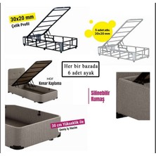 Niron Baza 140x190 cm Çift Kişilik Sandıklı Klasik Kumaş Baza Sağlamlaştırılmış Metal Profil Baza