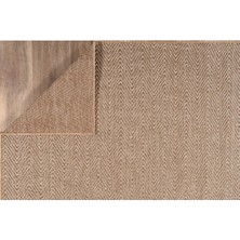 Saraz Halı Srz-0408 Beyaz Kahve Balık Sırtı Jüt Tabanlı Hasır Dokuma Örme Bohem Antialerjik Halı Kilim