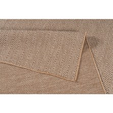 Saraz Halı Srz-0408 Beyaz Kahve Balık Sırtı Jüt Tabanlı Hasır Dokuma Örme Bohem Antialerjik Halı Kilim