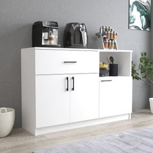 Tanmob MTD0401 Inci 128  cm  Kapaklı Çekmeceli Alt Mutfak Dolabı Beyaz