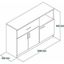 Tanmob MTD0401 Inci 128  cm  Kapaklı Çekmeceli Alt Mutfak Dolabı Beyaz