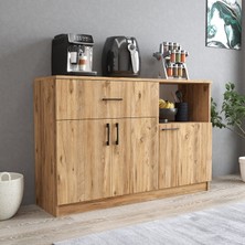 Tanmob MTD0402 Inci 128  cm  Kapaklı Çekmeceli Alt Mutfak Dolabı Çam