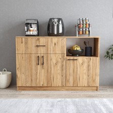Tanmob MTD0402 Inci 128  cm  Kapaklı Çekmeceli Alt Mutfak Dolabı Çam