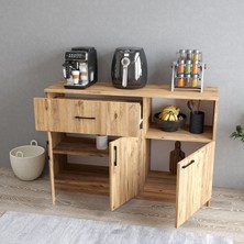 Tanmob MTD0402 Inci 128  cm  Kapaklı Çekmeceli Alt Mutfak Dolabı Çam