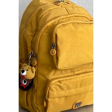 Nemo Bags Sarı Orta Boy Okul Çantası Laptop ve Seyahat Sırt Çantası Su Geçirmez Ayıcık Anahtarlık Hediyeli