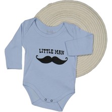 Unısex 3/18 Ay Little Man Baskılı Uzun Kol Badi