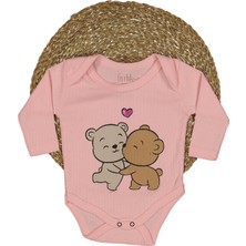 Unısex 3/18 Ay Öpücüklü Ayılı Uzun Kol Badi