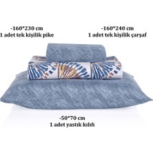 Soren Tek  Kişilik Pike Takımı 160X230 cm Orient  Bej Mavi