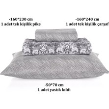 Evim  soren Tek  Kişilik Pike Takımı 160 x 230  cm  Saılor  Koyu Gri