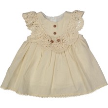 Kız 6/24 Ay Yakası Dantelli Boncuklu Elbise