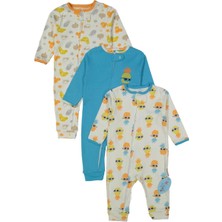 Unısex 9/18 Ay Fermuarlı Ananas Baskı Tulum