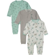 Unısex 9/18 Ay Fermuarlı Gri Zürafa Tulum