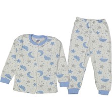 Unısex 1/3 Yaş Ay Yıldız Bulut Baskılı Çıtçıtlı  Interlok Pijama Takım