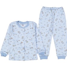 Unısex 1/3 Yaş Ayıcık Baskılı Çıtçıtlı Pijama Takım
