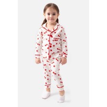 Kız 3/5 Yaş Kiraz Baskılı Pijama Takım