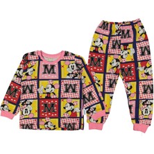 Kız 1/4 Yaş Mickey Mouse Ekose Pijama Takımı