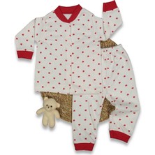 Kız 1/3 Yaş Raporlu Bebe Yaka Kalpli Çıtçıtlı Pijama Takım