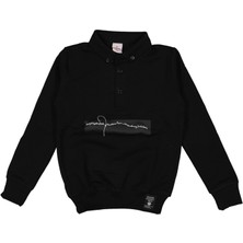 Erkek 1/4 Yaş Şerit Baskılı Yakalı Sweat