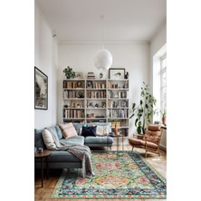 Soft Pastel Vintage Desenli Salon Halısı, Dokuma Taban Dekoratif Şönil Halı