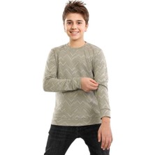 Erkek 5/8 Yaş  Jakar Kumaş Çizgili Sweat