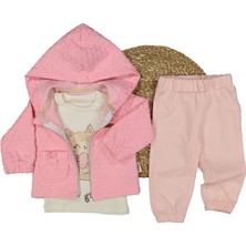 Kız 6/24 Ay Kalpli Kapitone Yelekli 3 Lü Takım