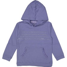 Kız 6/9 Yaş Şerit Taş Baskılı Kapşonlu Sweat