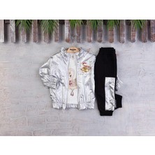 Kız 6/24 Ay Pullu Varaklı Kuğulu Yağmurluklu 3 Lü Takım