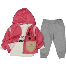 Kız 6/24 Ay Helo Frıends Nakışlı Yağmrlk  3'lü Takım