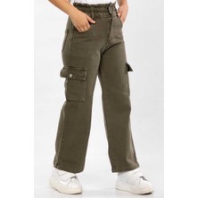 Kız 9/12 Yaş Yüksek Bel Kargo Cepli Pantalon