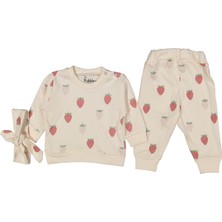 Kız 6/18 Ay Çilekli Baskılı Omuzdan Patlı 2li Takım