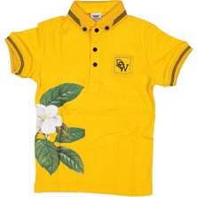 Erkek 7/10 Yaş Lakost Yakalı Dcw Nakışlı Yanda Çiçek Baskılı T