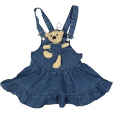 Kız 10/13 Yaş Ayıcıklı Eteği Fırfırlı Kot Elbise