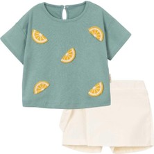 Kız 6/18 Ay Limon Desenli Şortlu Takım